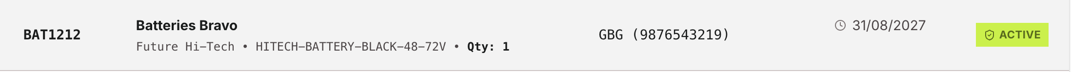 Auto-generated warranty record